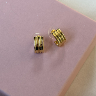 14K | Minimal Çizgili Küpe