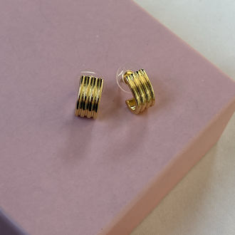 14K | Minimal Çizgili Küpe
