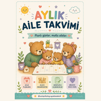 Aylık Aile Takvimi | Eylül 2026 – Eylül 2027 | Çocuklar ve Aileler İçin