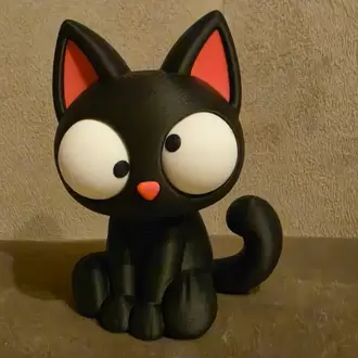 CoffeeCraft Goofy Kara Kedi - Gözleri Hareketli Şirin Model