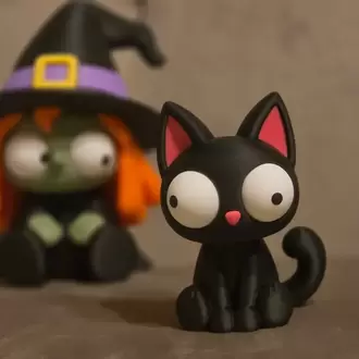 CoffeeCraft Goofy Kara Kedi - Gözleri Hareketli Şirin Model