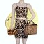 Zebra desenli etek-crop takım
