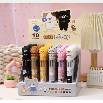 Cute Cat 10 renk çoklu tükenmez kalem 1 adet