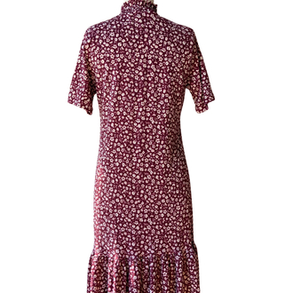 Burgundy Floral Midi Dress