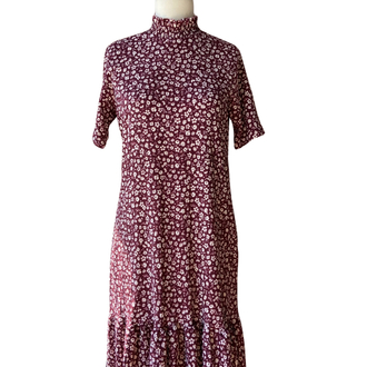 Burgundy Floral Midi Dress
