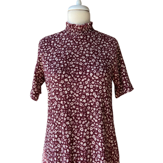 Burgundy Floral Midi Dress