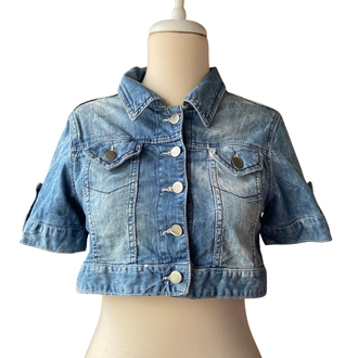 Y2K Washed Denim Crop Jacket