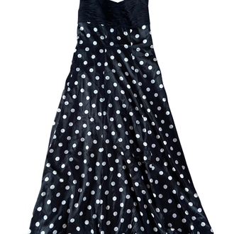 90s Black Polka Dot Maxi Dress