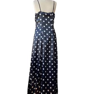 90s Black Polka Dot Maxi Dress