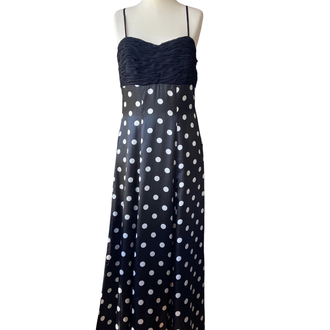 90s Black Polka Dot Maxi Dress