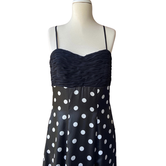 90s Black Polka Dot Maxi Dress