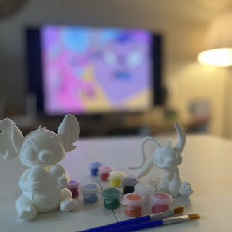  Stitch & Angel – Boyanabilir 3D Baskı Figür Seti (Boya Dahil)