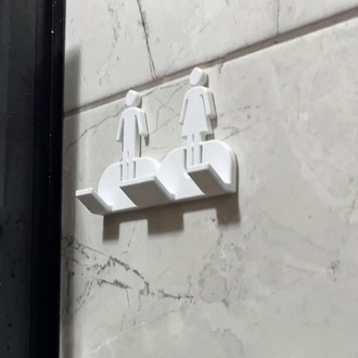 Duvara Monte Jilet Tutucu - Erkek Kadın Figürlü Banyo Aksesuarı