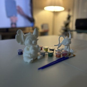 Stitch & Angel – Boyanabilir 3D Baskı Figür Seti (Boya Dahil)