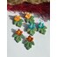 Mavi çiçekli yaprak küpeler