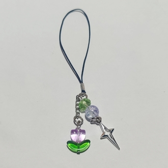 mor çiçek telefon charm