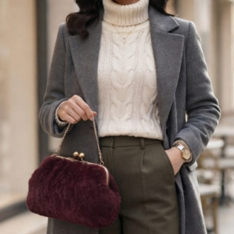 Purple Puffy Clutch Bag