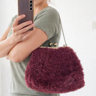 Purple Puffy Clutch Bag