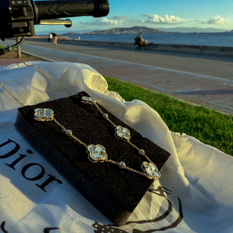 GOLD VAN CLEEF YONCA DESENLİ SEDEF DETAYLI KOLYE