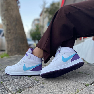 Nike Air Force 1 Mid – Beyaz / Turkuaz ve Mor Detaylı Sneakers