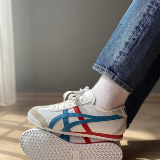 Onitsuka Tiger Mexico 66 – Krem / Mavi ve Kırmızı Detaylı Sneakers
