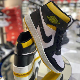Air Jordan 1 High – Siyah / Sarı ve Beyaz (Yellow Toe) Sneakers