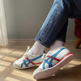 Onitsuka Tiger Mexico 66 – Krem / Mavi ve Kırmızı Detaylı Sneakers