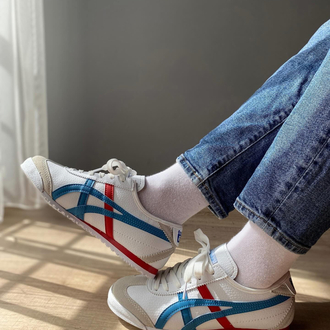 Onitsuka Tiger Mexico 66 – Krem / Mavi ve Kırmızı Detaylı Sneakers