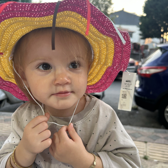 Renkli Hasır Örgü Bebek/Çocuk Güneş Şapkası – Bağcıklı ve İşlemeli