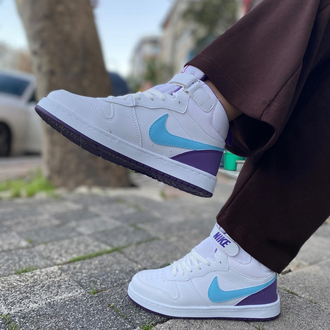 Nike Air Force 1 Mid – Beyaz / Turkuaz ve Mor Detaylı Sneakers