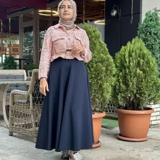 Cashmere Moda Kadın Tesettür Kloş Uzun İthal Scuba Çan Etek