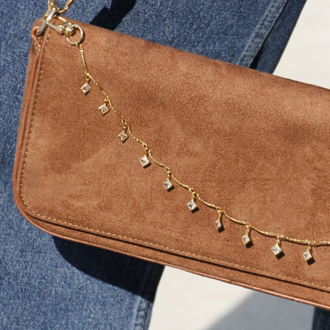 UMİ BROWN NOISE | KAHVE SÜET Baget East-West Çanta - Bag Charm Hediyeli
