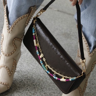 UMİ LAST CALL | KOYU KAHVE RUGAN Baget East-West Çanta - Bag Charm Hediyeli