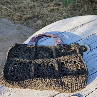Renkli Ahşap Saplı Çanta