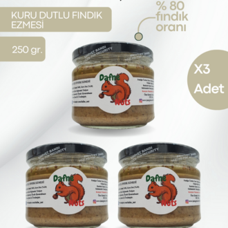 Malatya Kurusu Dutlu Fındık Ezmesi 250 Gr. (3 Adet) - Meyveli Taneli Yoğun Kıvam