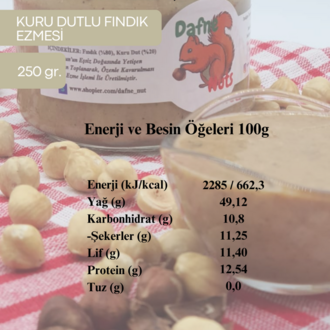 Malatya Kurusu Dutlu Fındık Ezmesi 250 Gr. - Meyveli Taneli Yoğun Kıvam