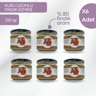 Ege Kuru Üzümlü Fındık Ezmesi 250 Gr. (6 Adet) - Meyveli Taneli Yoğun Kıvam