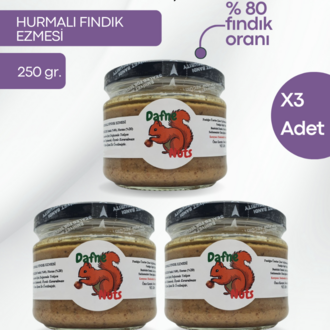 Hurmalı Fındık Ezmesi 250 Gr. (3 Adet) - Meyveli Taneli Yoğun Kıvam