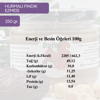 Hurmalı Fındık Ezmesi 250 Gr. (6 Adet) - Meyveli Taneli Yoğun Kıvam