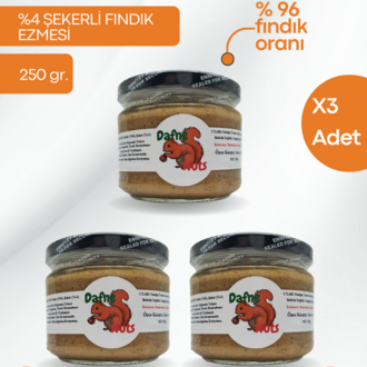 Az Şekerli Fındık Ezmesi 250 Gr. (3 Adet) - Taneli Yoğun Kıvam