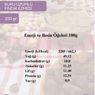 Ege Kuru Üzümlü Fındık Ezmesi 250 Gr. (3 Adet) - Meyveli Taneli Yoğun Kıvam