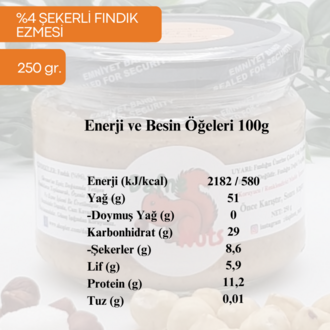 Az Şekerli Fındık Ezmesi 250 Gr. (3 Adet) - Taneli Yoğun Kıvam