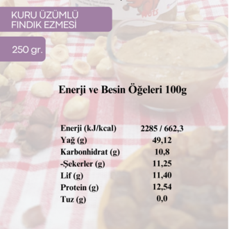 Ege Kuru Üzümlü Fındık Ezmesi 250 Gr. - Meyveli Taneli Yoğun Kıvam