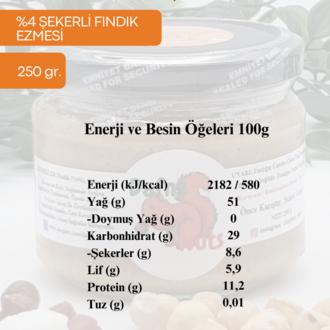 Az Şekerli Fındık Ezmesi 250 Gr. - Taneli Yoğun Kıvam