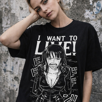 One Piece Nico Robin I Want to Live Oversize Unisex T-Shirt