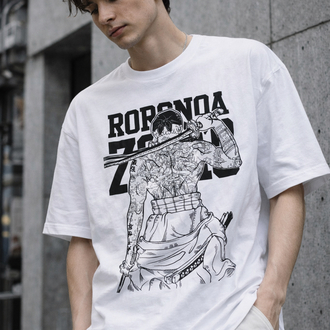 One Piece Roronoa Zoro Beyaz (Alt-1) Oversize Unisex T-Shirt