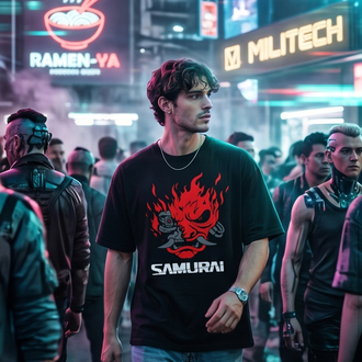 Cyberpunk 2077 Samurai Oversize Unisex T-Shirt