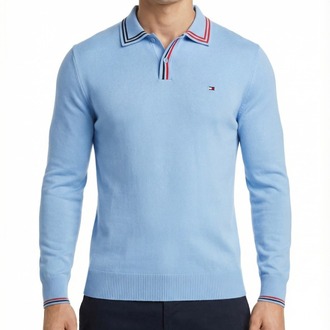 Polo Yaka Uzun Kollu Erkek Sweat-MAVİ