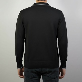 Polo Yaka Uzun Kollu Erkek Sweat-SİYAH