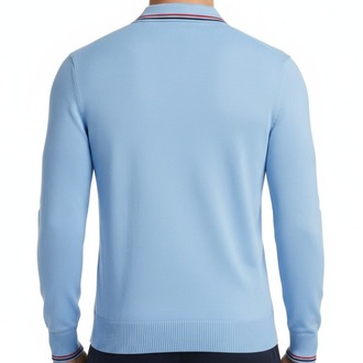 Polo Yaka Uzun Kollu Erkek Sweat-MAVİ